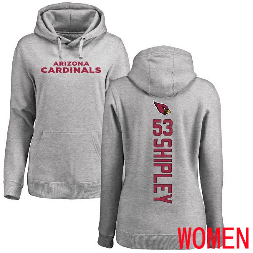 Arizona Cardinals Ash Women A.Q. Shipley Backer NFL Football #53 Pullover Hoodie Sweatshirts->women nfl jersey->Women Jersey